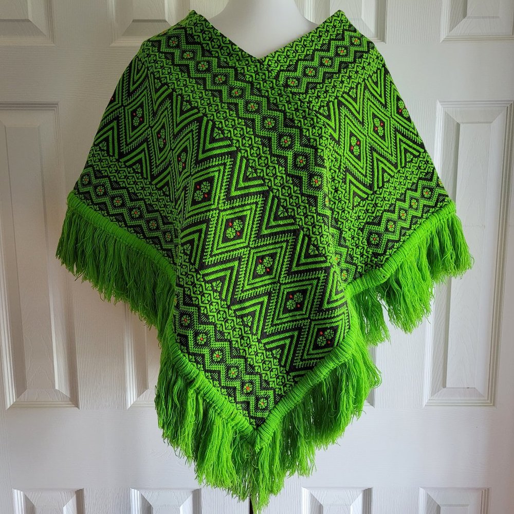 VTG Handmade Hippie Poncho Guatemala Serape